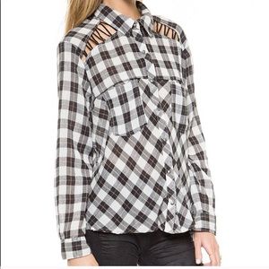 Free people black and white flannel